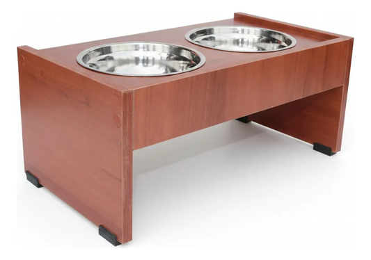 Comedero y Bebedero En Madera 2 Platos