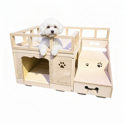 Casa Para Perro En Pino De Terraza Interiores