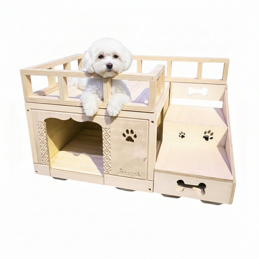 Casa Para Perro En Pino De Terraza Interiores