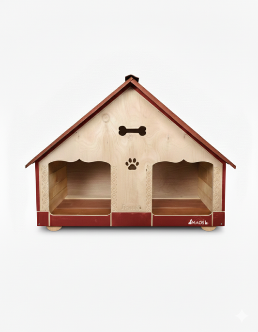 Casa Cuadrada Doble Para Perro Pequeño En Pino